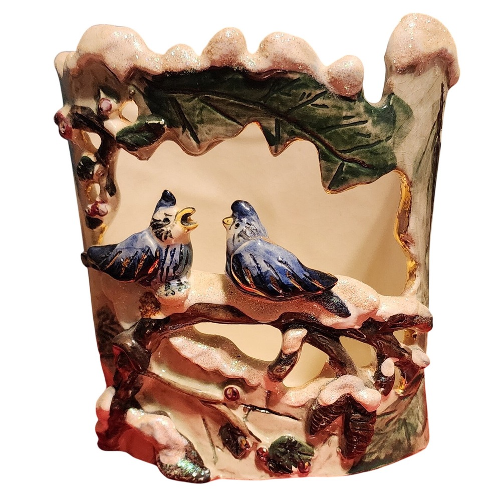 Blue Sky Corp Heather Goldmine Birds Branch Vase Planter Decor 2000